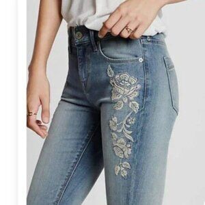 Express Mid Rise Floral Embroidery Jean Legging